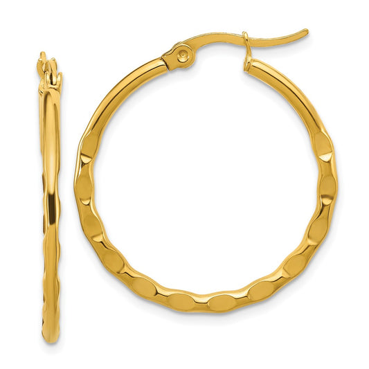 Chisel Stainless Steel Polished Yellow IP-plated Wavy Hoop Earrings