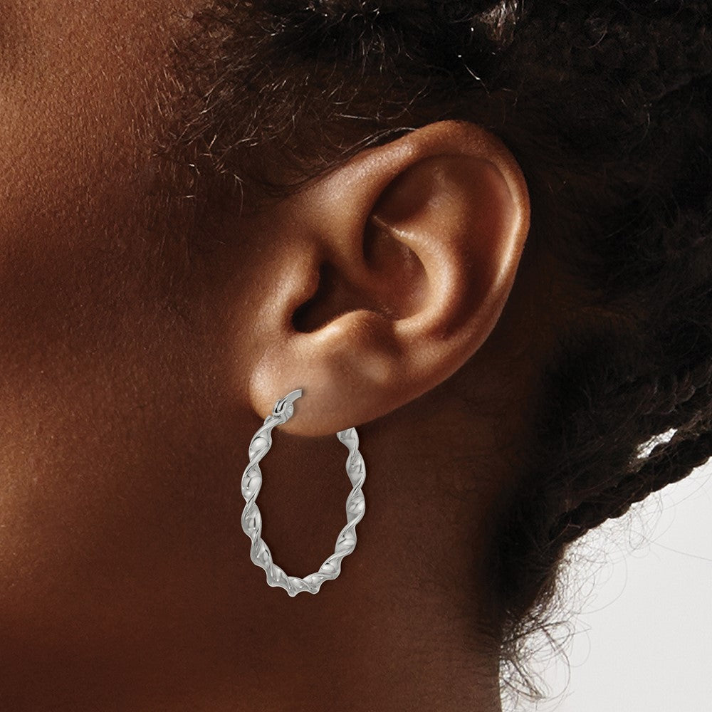 Chisel Stainless Steel Polished Twisted Hoop Earrings