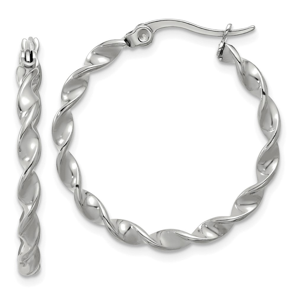 Chisel Stainless Steel Polished Twisted Hoop Earrings