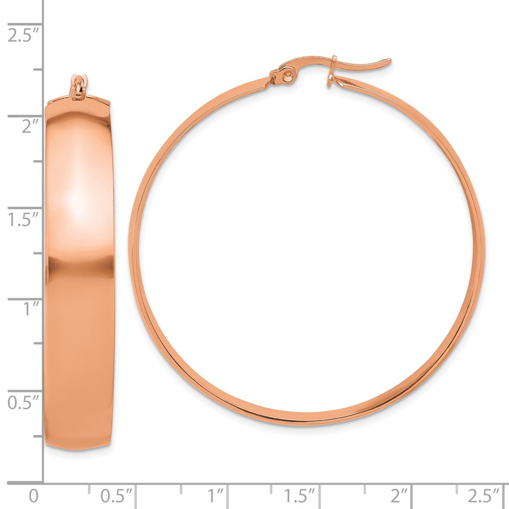 Chisel Stainless Steel Polished Rose IP-plated 9mm Hoop Earrings