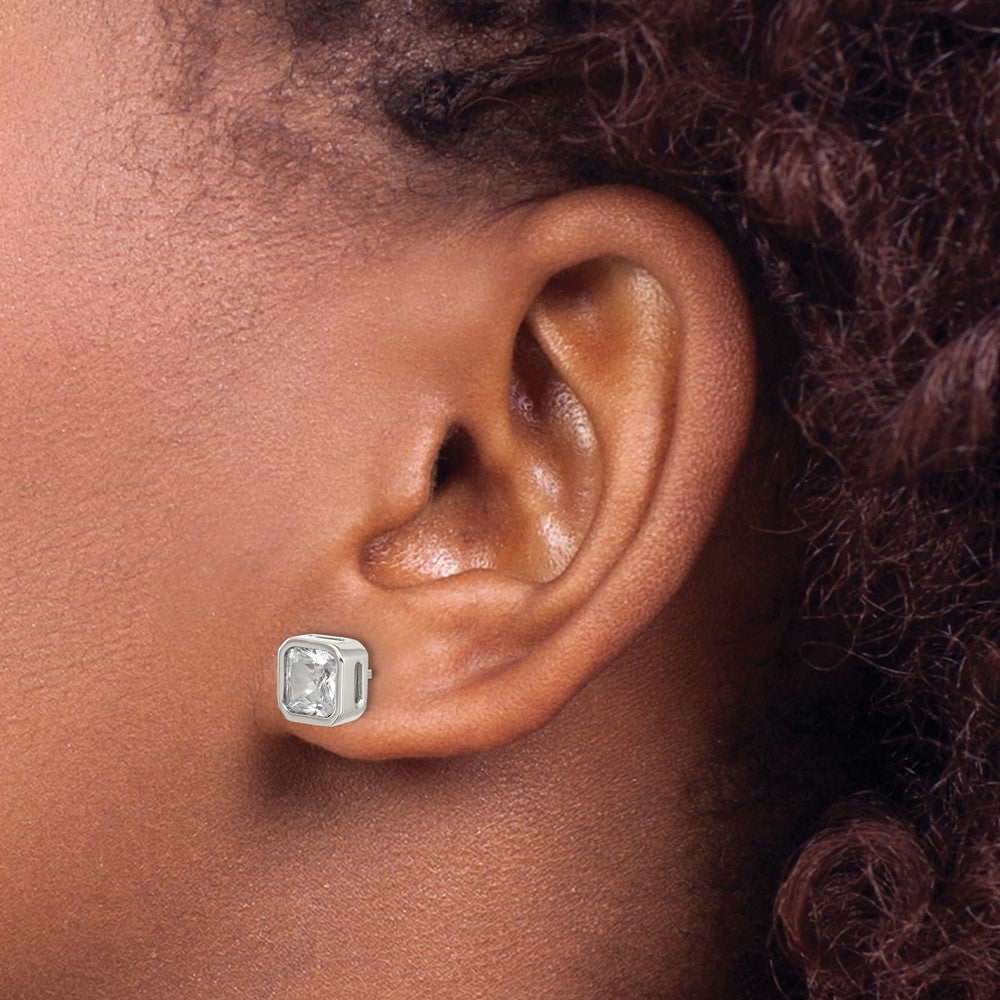 Chisel Stainless Steel Polished 6mm CZ Squared Stud Earrings