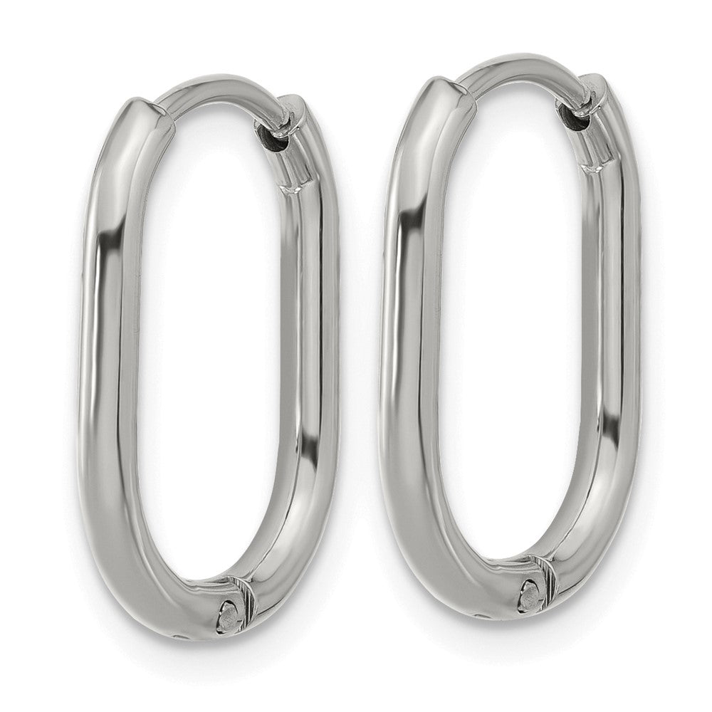 Chisel Stainless Steel Polished Elongated 2mm Hinged Hoop Earrings