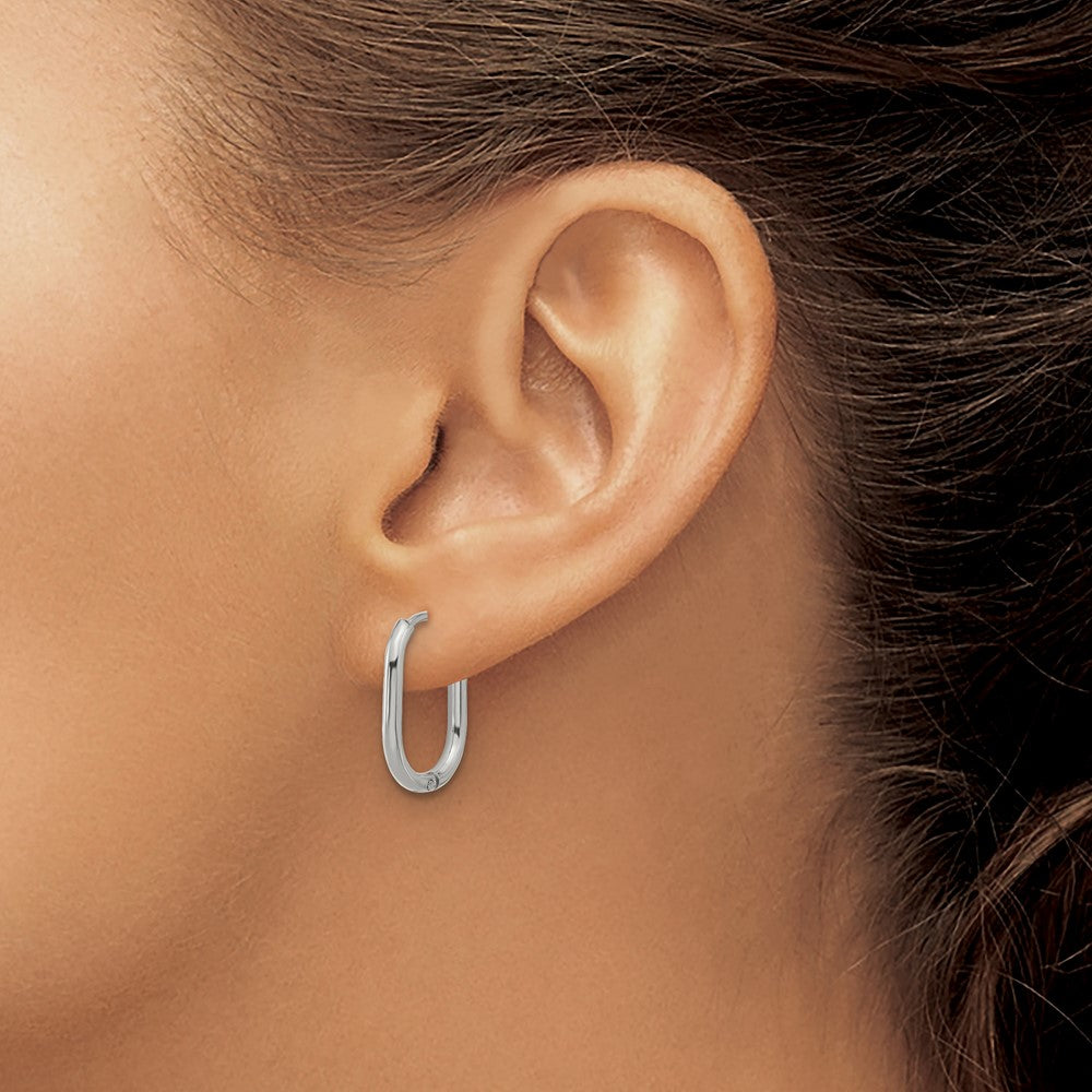 Chisel Stainless Steel Polished Elongated 2mm Hinged Hoop Earrings