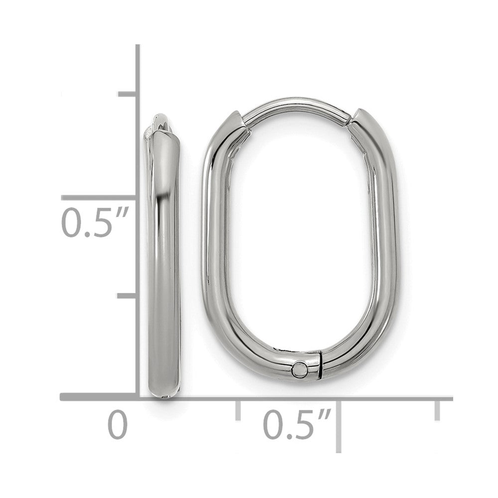 Chisel Stainless Steel Polished Elongated 2mm Hinged Hoop Earrings