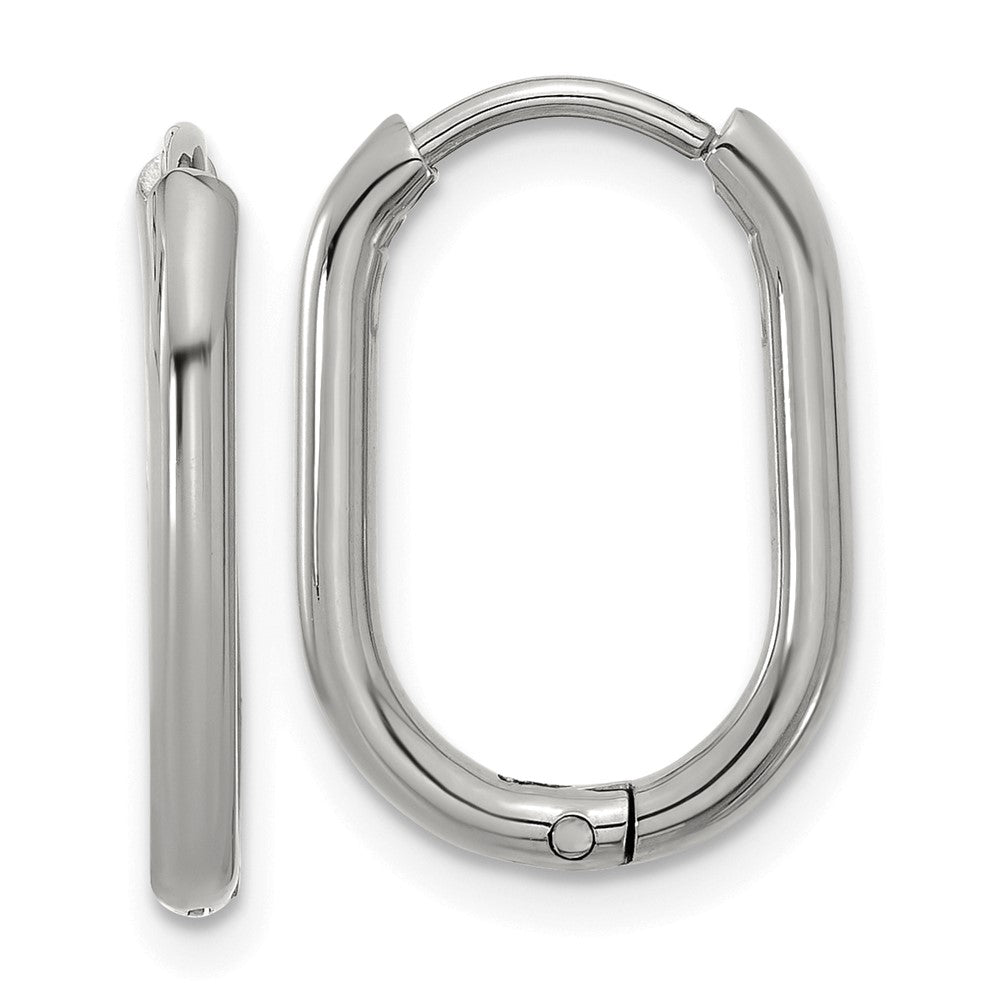 Chisel Stainless Steel Polished Elongated 2mm Hinged Hoop Earrings