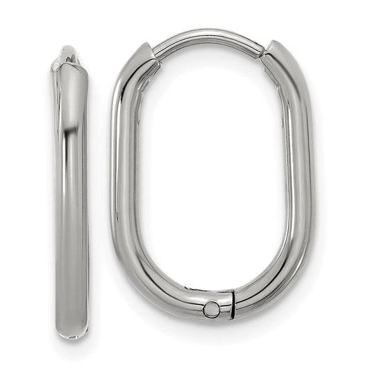Chisel Stainless Steel Polished Elongated 2mm Hinged Hoop Earrings