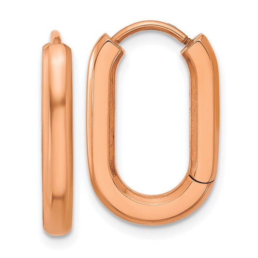 Chisel Stainless Steel Polished Rose IP-plated Elongated 3mm Hoop Earrings