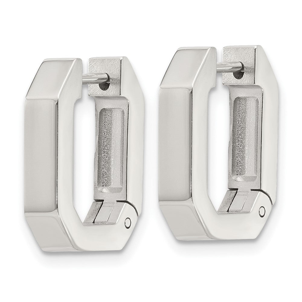 Chisel Stainless Steel Polished Squared Edges 4mm Hinged Hoop Earrings