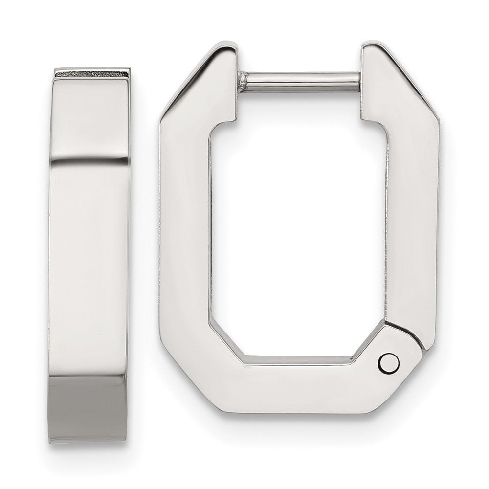 Chisel Stainless Steel Polished Squared Edges 4mm Hinged Hoop Earrings