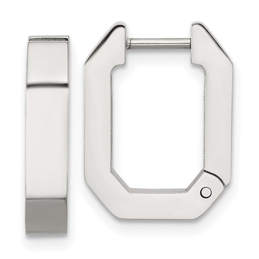 Chisel Stainless Steel Polished Squared Edges 4mm Hinged Hoop Earrings