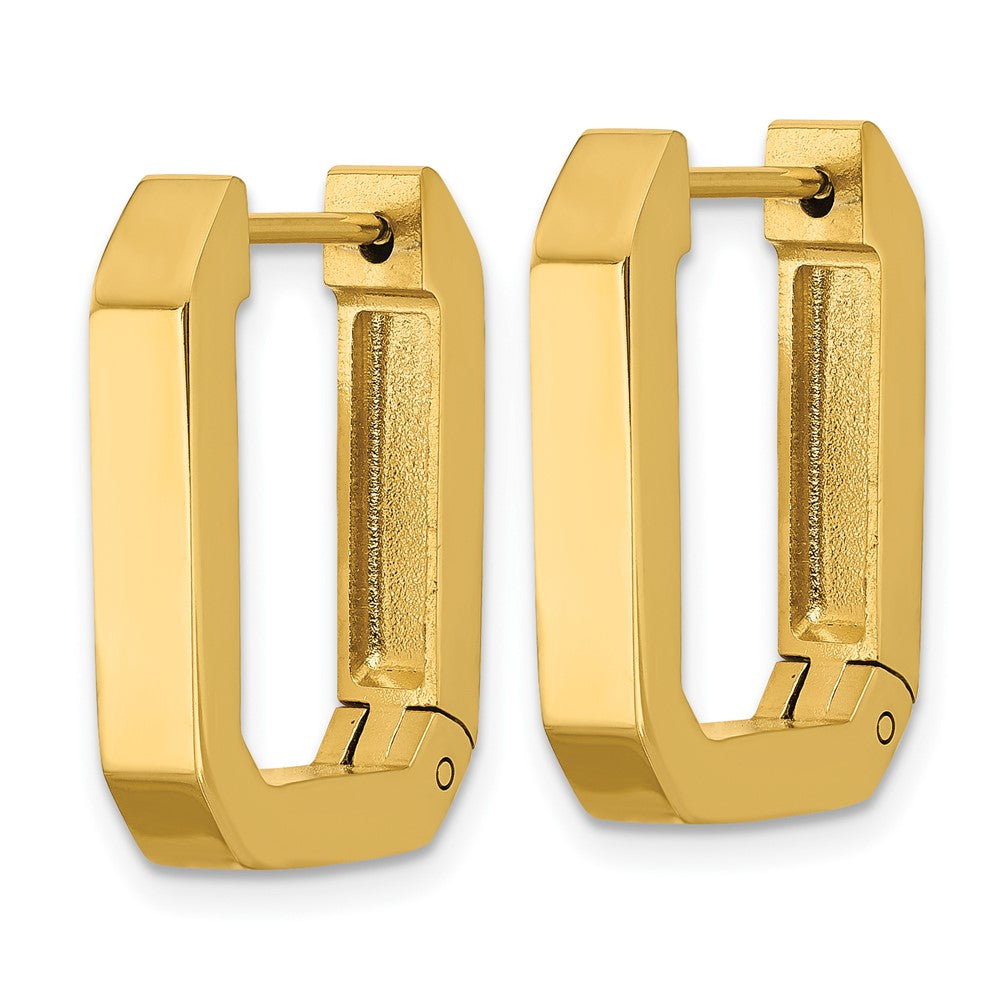 Chisel Stainless Steel Polished Yellow IP-plated Squared Edge 4mm Hinged Hoop Earrings