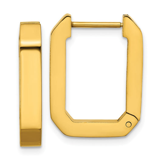 Chisel Stainless Steel Polished Yellow IP-plated Squared Edge 4mm Hinged Hoop Earrings