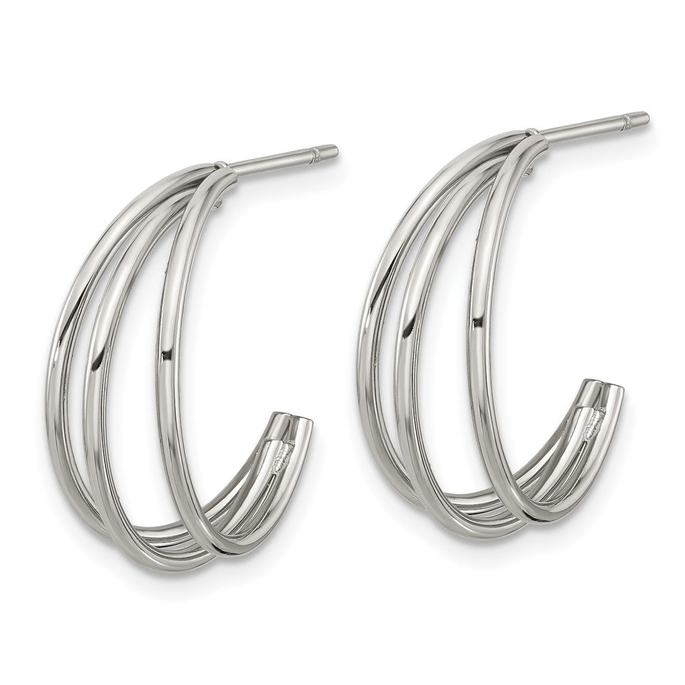Chisel Stainless Steel Polished Wire J Hoop Post Earring