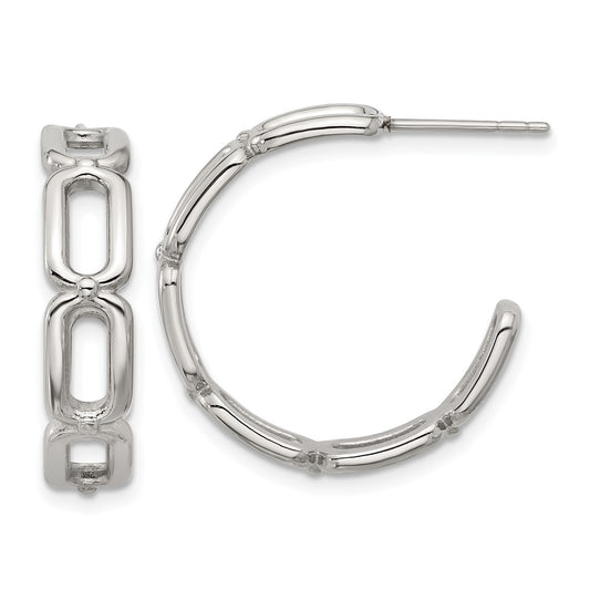 Chisel Stainless Steel Polished Open Link Post Hoop Earrings