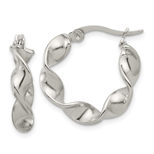 Chisel Stainless Steel Polished Twist Hoop Earrings