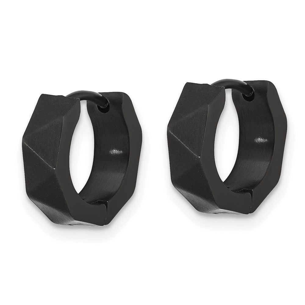 Chisel Stainless Steel Brushed Black IP-plated Studded 4.5mm Hoop Earrings