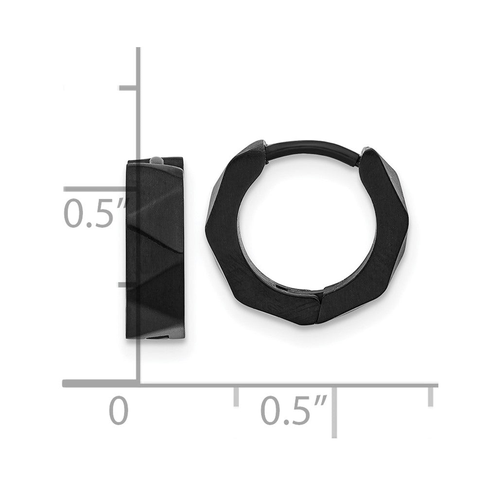 Chisel Stainless Steel Brushed Black IP-plated Studded 4.5mm Hoop Earrings