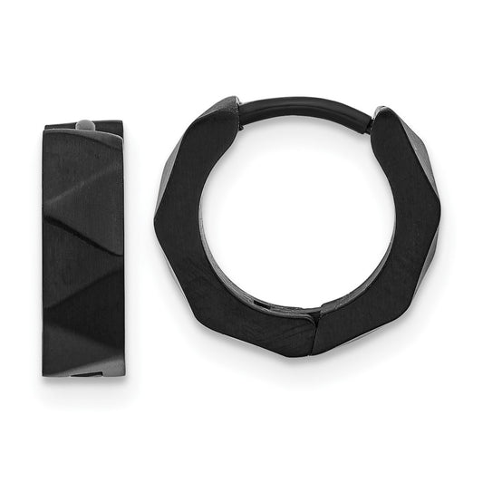Chisel Stainless Steel Brushed Black IP-plated Studded 4.5mm Hoop Earrings