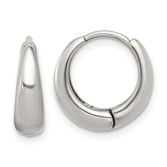 Chisel Stainless Steel Polished Tapered Hinged Hoop Earrings
