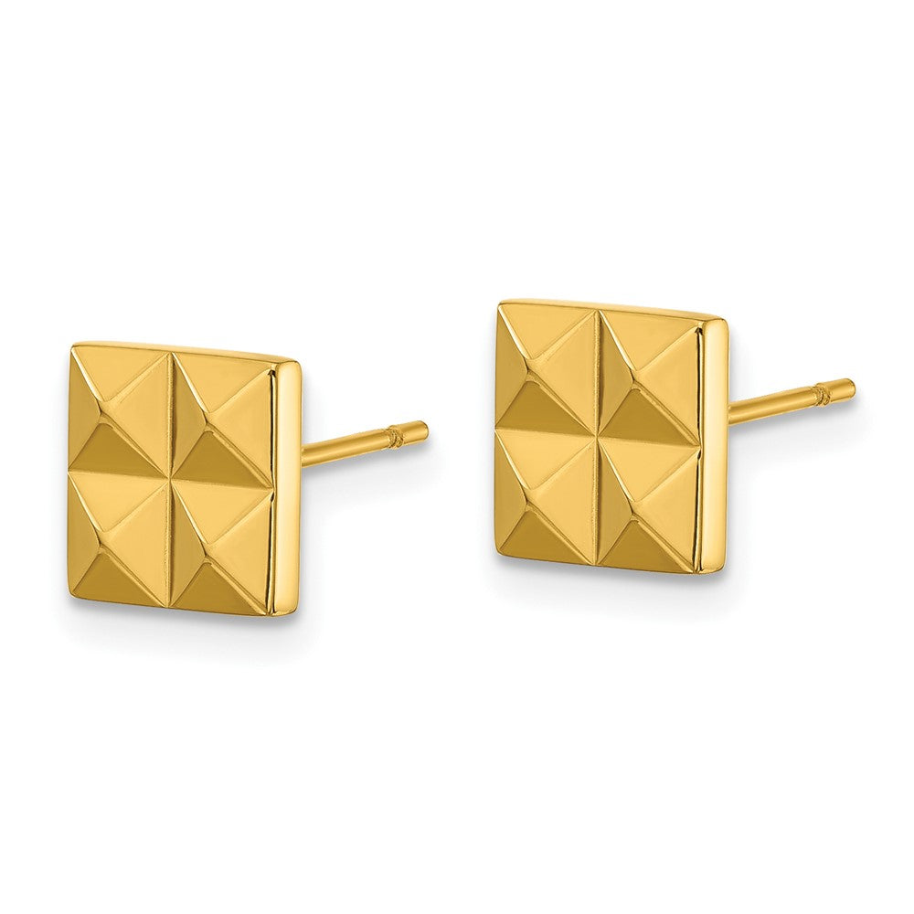Chisel Stainless Steel Polished Yellow IP-plated Studded Square Post Earrings