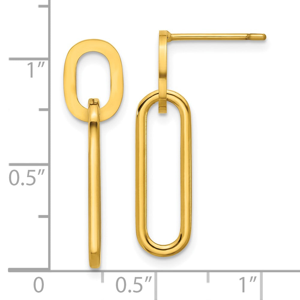 Chisel Stainless Steel Polished Yellow IP-plated Post Dangle Earrings