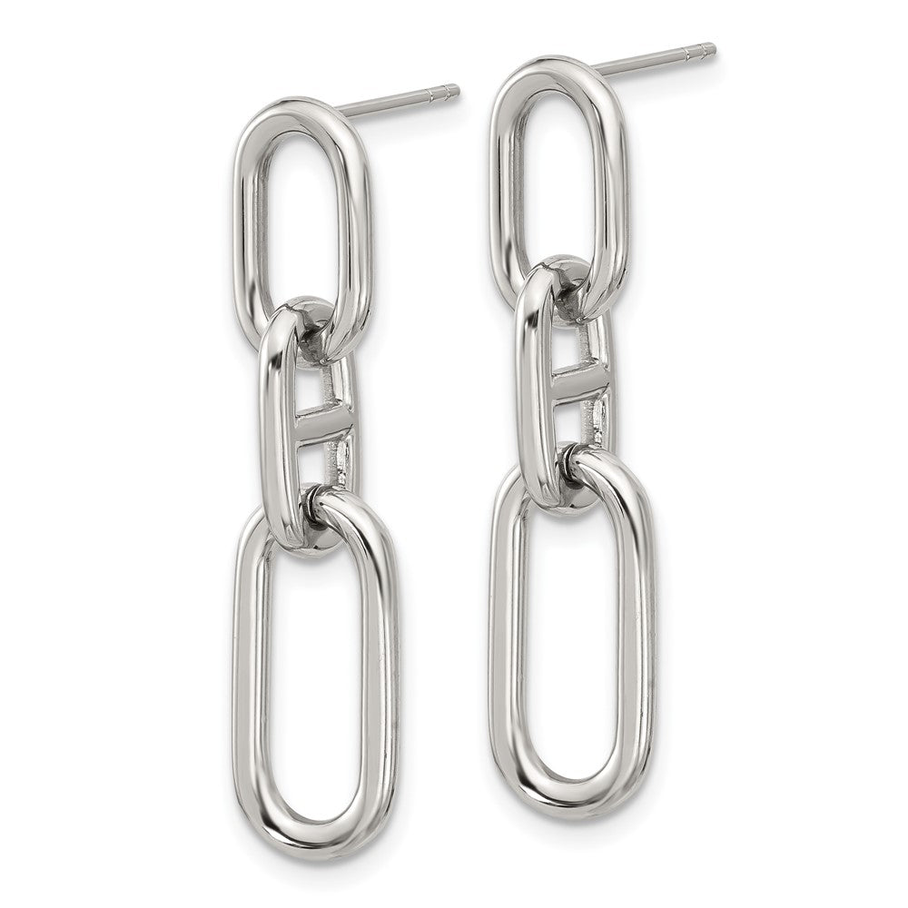 Chisel Stainless Steel Polished 9mm Link Dangle Post Earrings