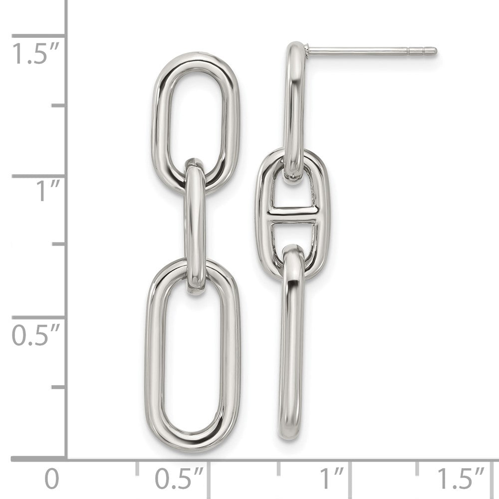 Chisel Stainless Steel Polished 9mm Link Dangle Post Earrings