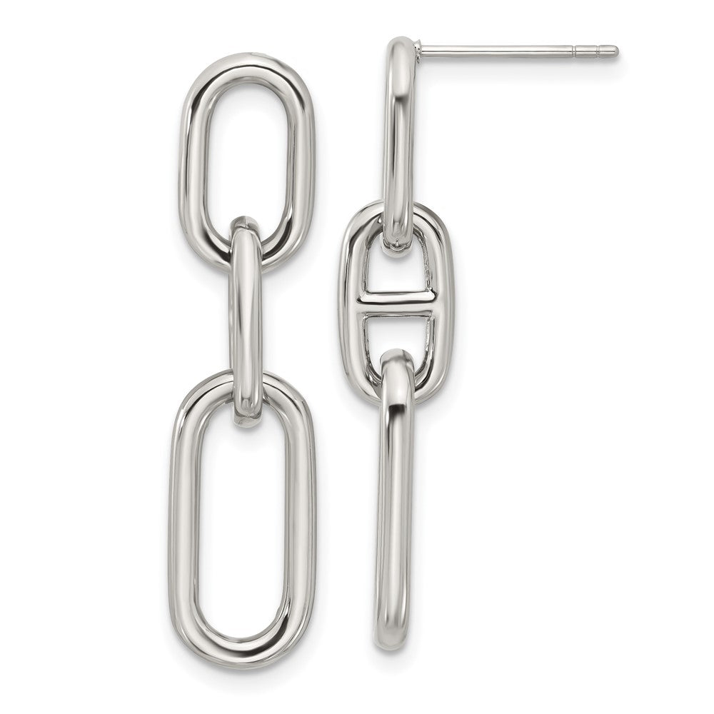 Chisel Stainless Steel Polished 9mm Link Dangle Post Earrings