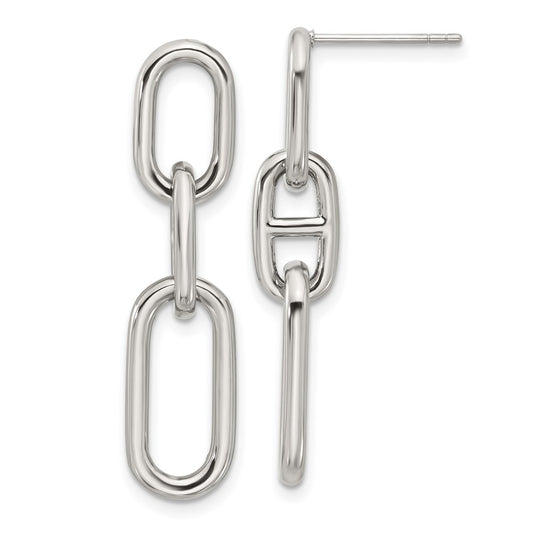 Chisel Stainless Steel Polished 9mm Link Dangle Post Earrings