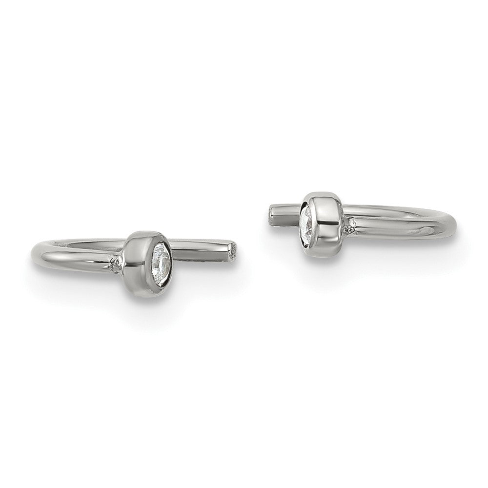 Chisel Stainless Steel Polished White Zircon Cuff Earrings