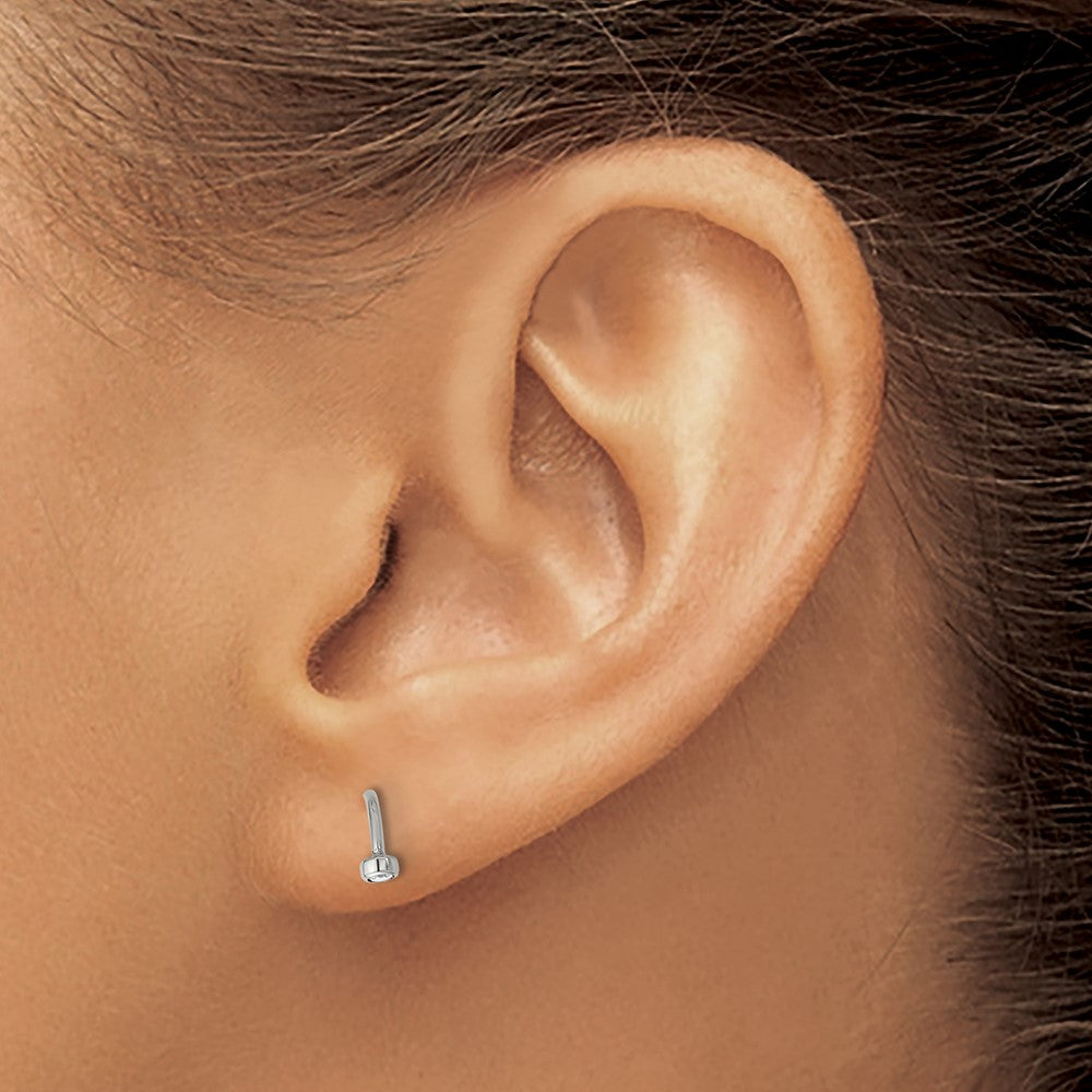 Chisel Stainless Steel Polished White Zircon Cuff Earrings