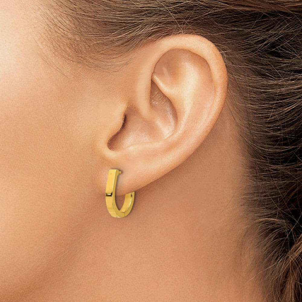 Stainless Steel Polished Yellow IP-plated 3mm Hoop Earrings