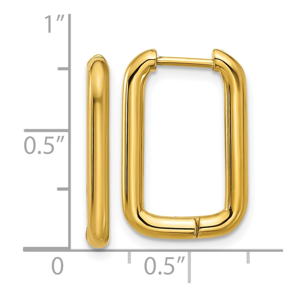 Stainless Steel Polished Yellow IP 2.5mm Square Hinged Hoop Earrings