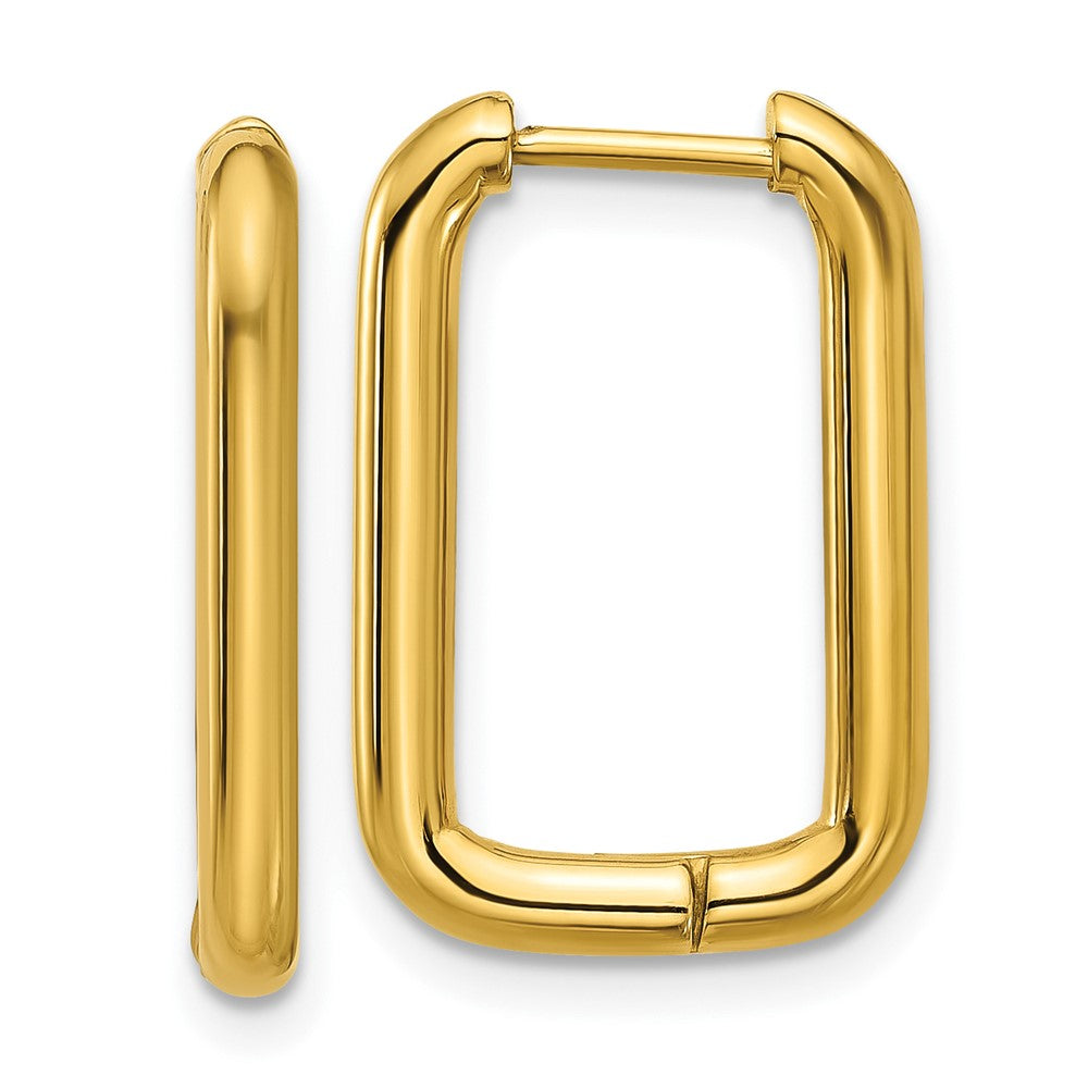 Stainless Steel Polished Yellow IP 2.5mm Square Hinged Hoop Earrings