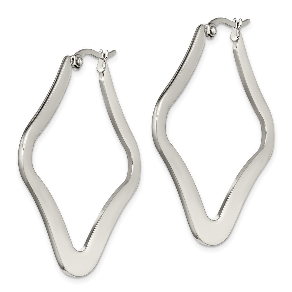 Chisel Stainless Steel Polished Diamond Shaped Hoop Earrings