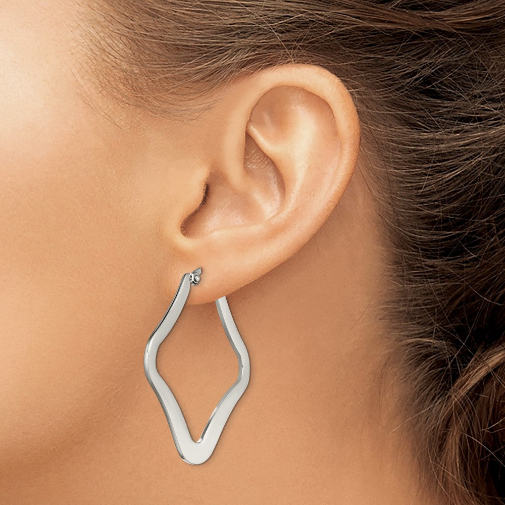 Chisel Stainless Steel Polished Diamond Shaped Hoop Earrings