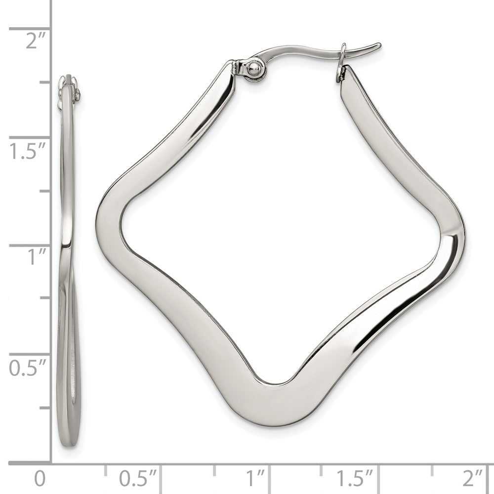 Chisel Stainless Steel Polished Diamond Shaped Hoop Earrings