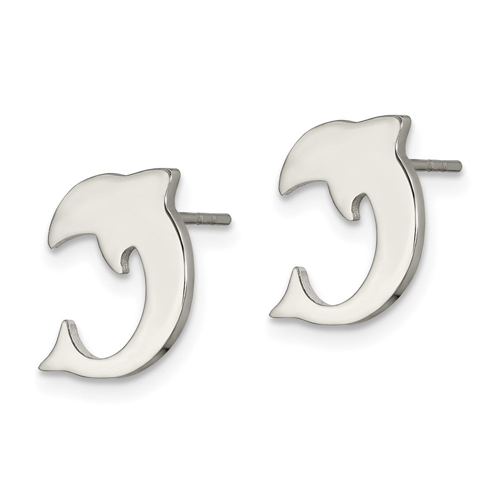 Chisel stainless Steel Polished Dolphin Post Earrings