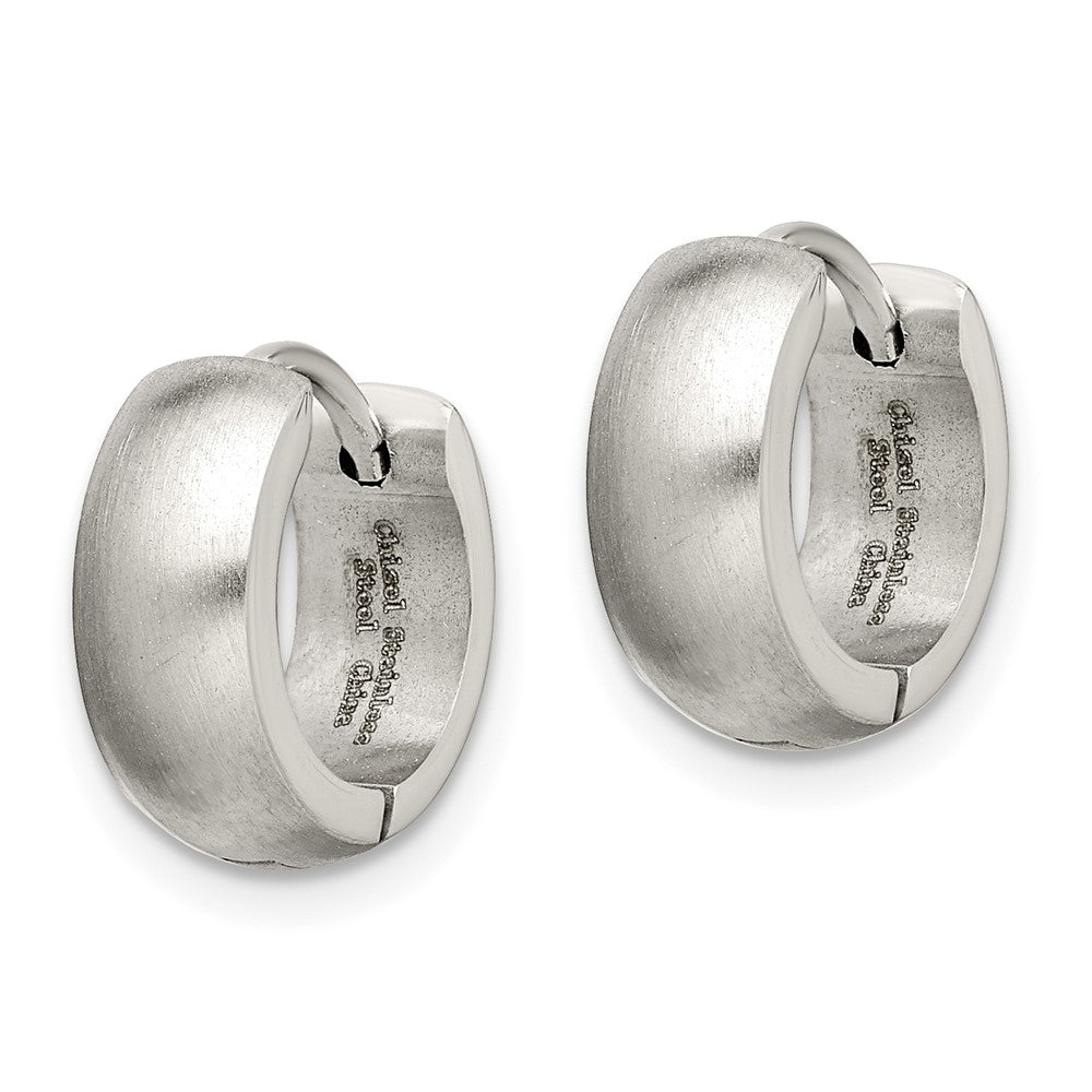 Chisel Stainless Steel Brushed and Polished Round 5mm Hinged Hoop Earrings