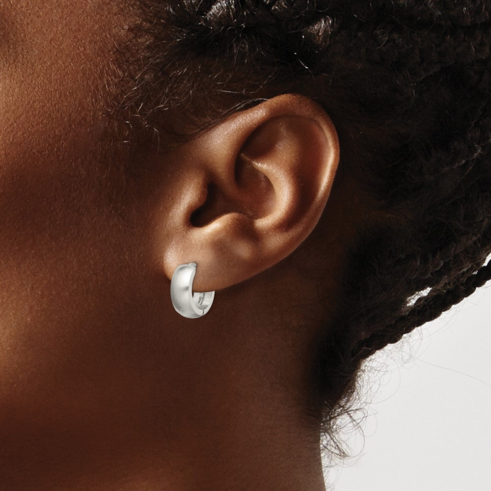 Chisel Stainless Steel Brushed and Polished Round 5mm Hinged Hoop Earrings