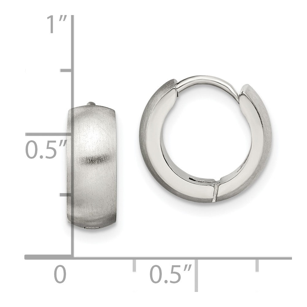 Chisel Stainless Steel Brushed and Polished Round 5mm Hinged Hoop Earrings
