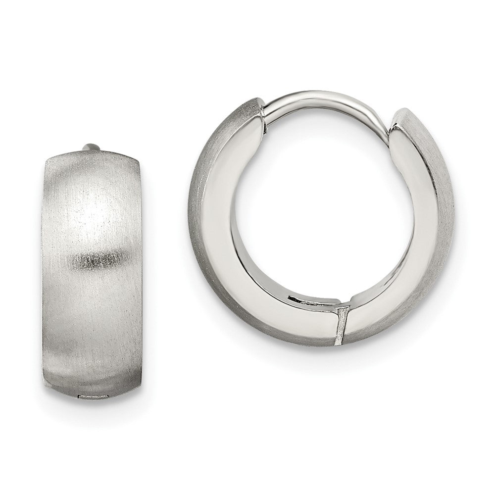 Chisel Stainless Steel Brushed and Polished Round 5mm Hinged Hoop Earrings
