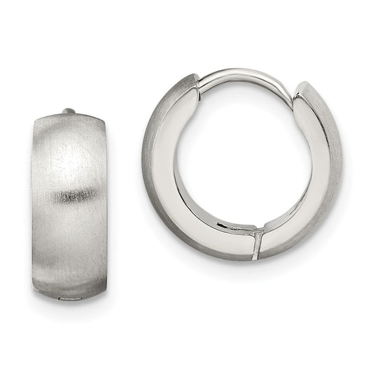 Chisel Stainless Steel Brushed and Polished Round 5mm Hinged Hoop Earrings