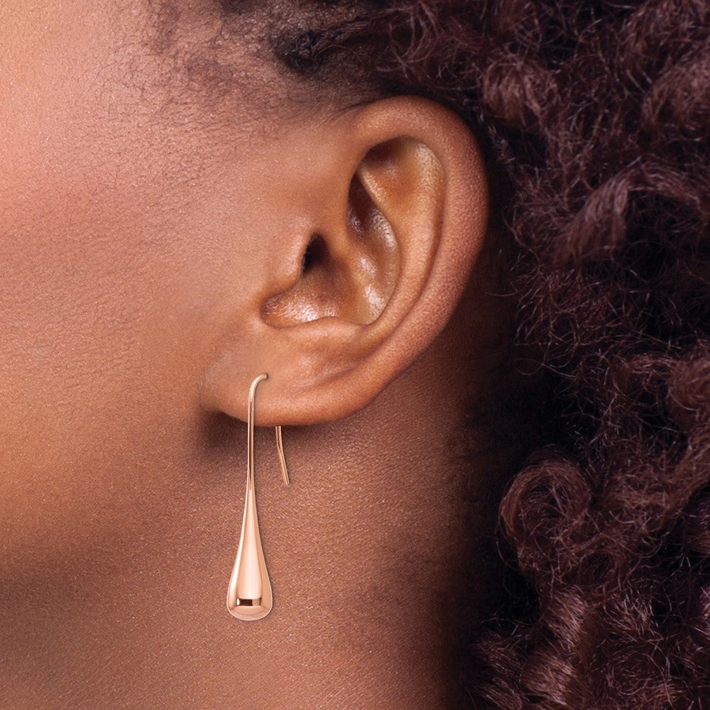 Chisel Stainless Steel Polished Rose IP-plated Shepherd Hook Earrings