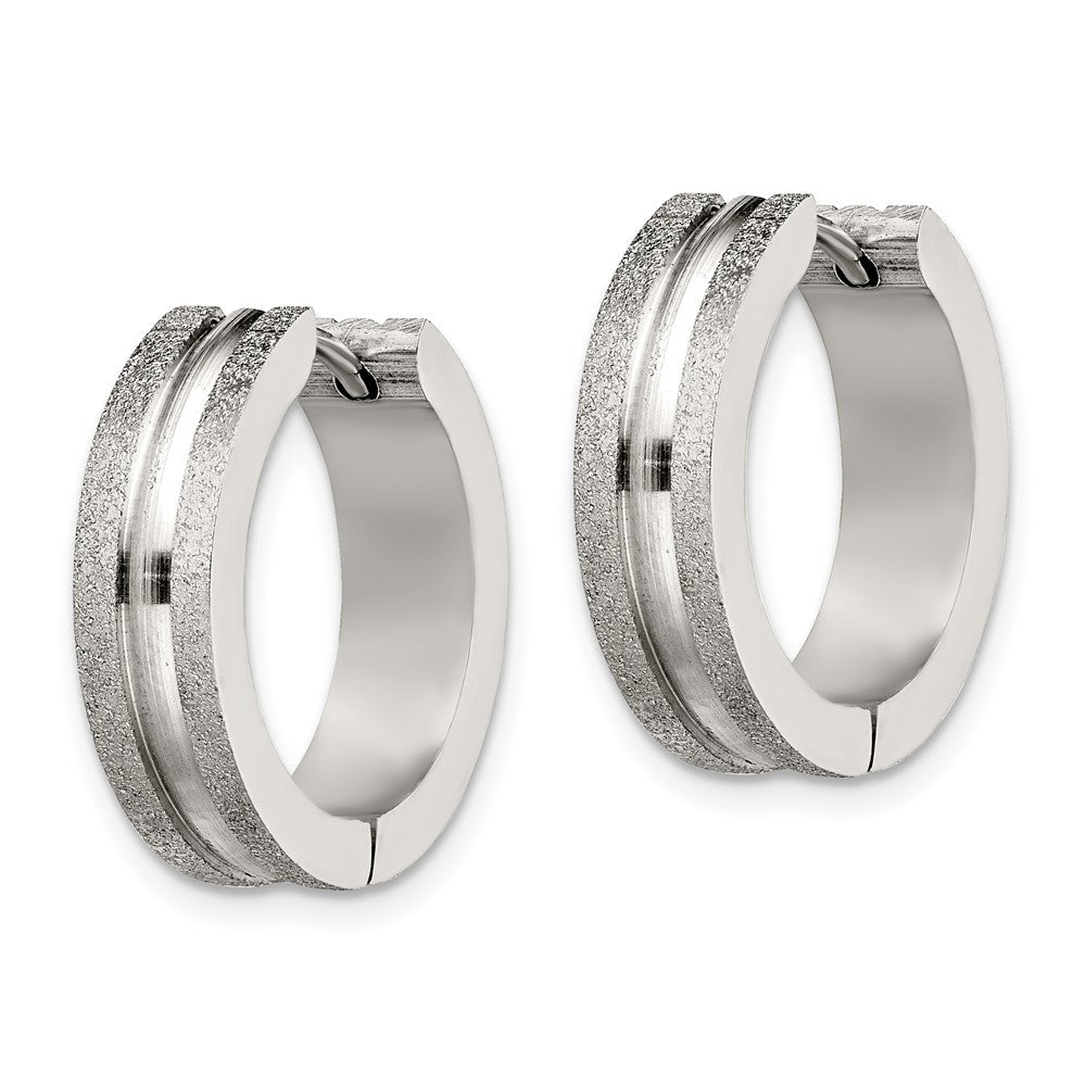 Chisel Stainless Steel Polished Laser Cut 8mm Hinged Hoop Earrings