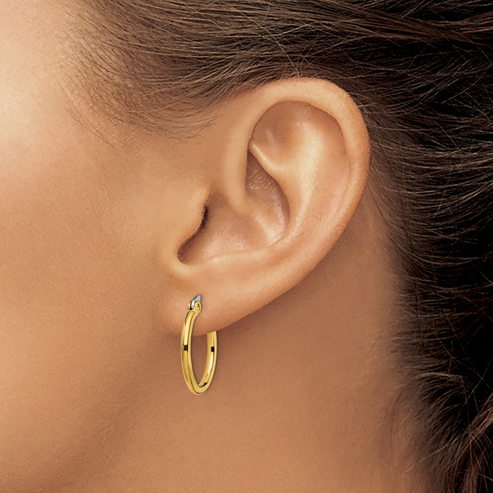 Chisel Stainless Steel Polished Yellow IP-plated 19mm Diameter 2mm Hoop Earrings