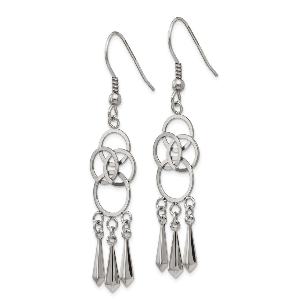Chisel Stainless Steel Polished Dangle Shepherd Hook Earrings