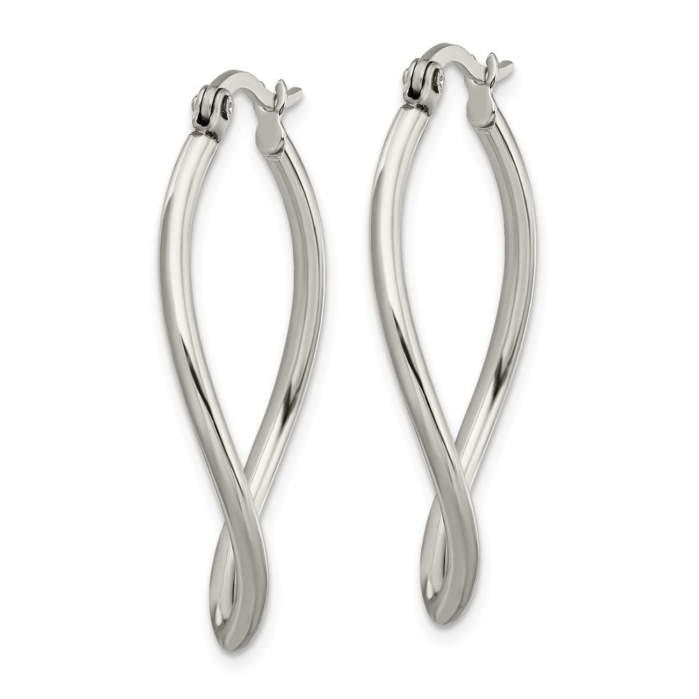 Chisel Stainless Steel Polished Wavy Hoop Earrings
