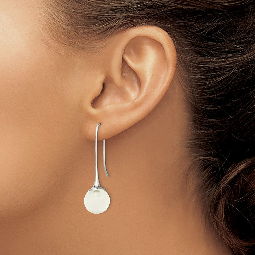 Chisel Stainless Steel Polished with Glass Ball Shepherd Hook Earrings