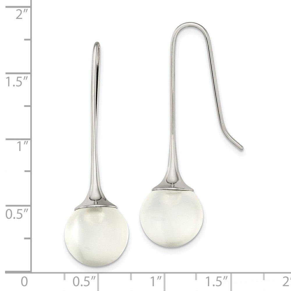 Chisel Stainless Steel Polished with Glass Ball Shepherd Hook Earrings